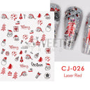 Sparkly Winter Nail Decals 3D Gold Snowflakes Trees