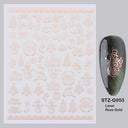 Sparkly Winter Nail Decals 3D Gold Snowflakes Trees