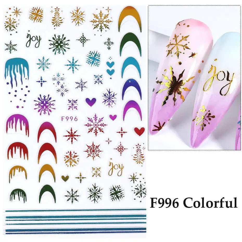 Sparkly Winter Nail Decals Gold Snowflakes And Trees — product view 19