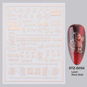 Sparkly Winter Nail Decals 3D Gold Snowflakes Trees