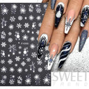 Sparkly Winter Nail Decals 3D Gold Snowflakes Trees