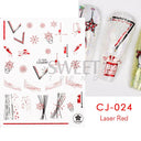 Sparkly Winter Nail Decals 3D Gold Snowflakes Trees