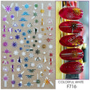 Sparkly Winter Nail Decals 3D Gold Snowflakes Trees