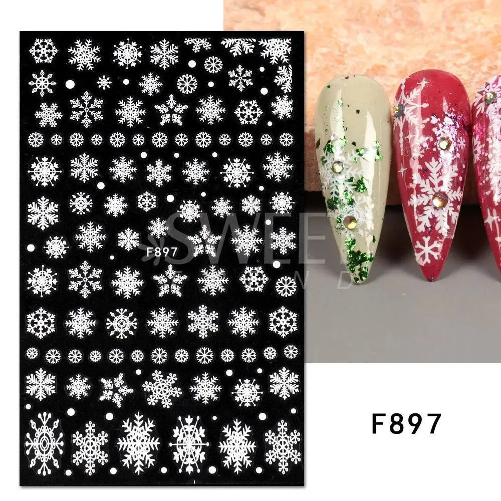 Sparkly Winter Nail Decals Gold Snowflakes And Trees — product view 13