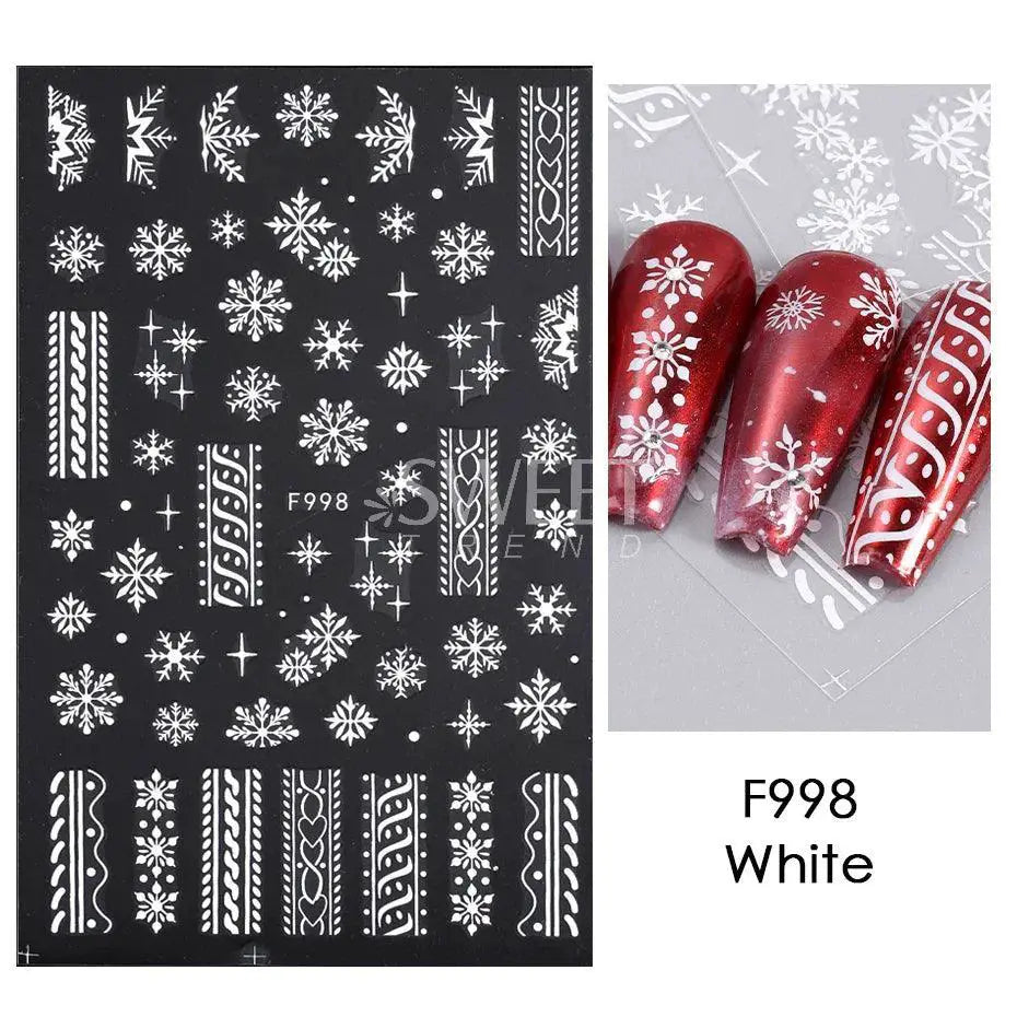 Sparkly Winter Nail Decals Gold Snowflakes And Trees — product view 8