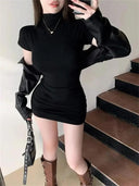 Spicy Turtleneck Bodycon Dress Sultry Clubwear Elegance