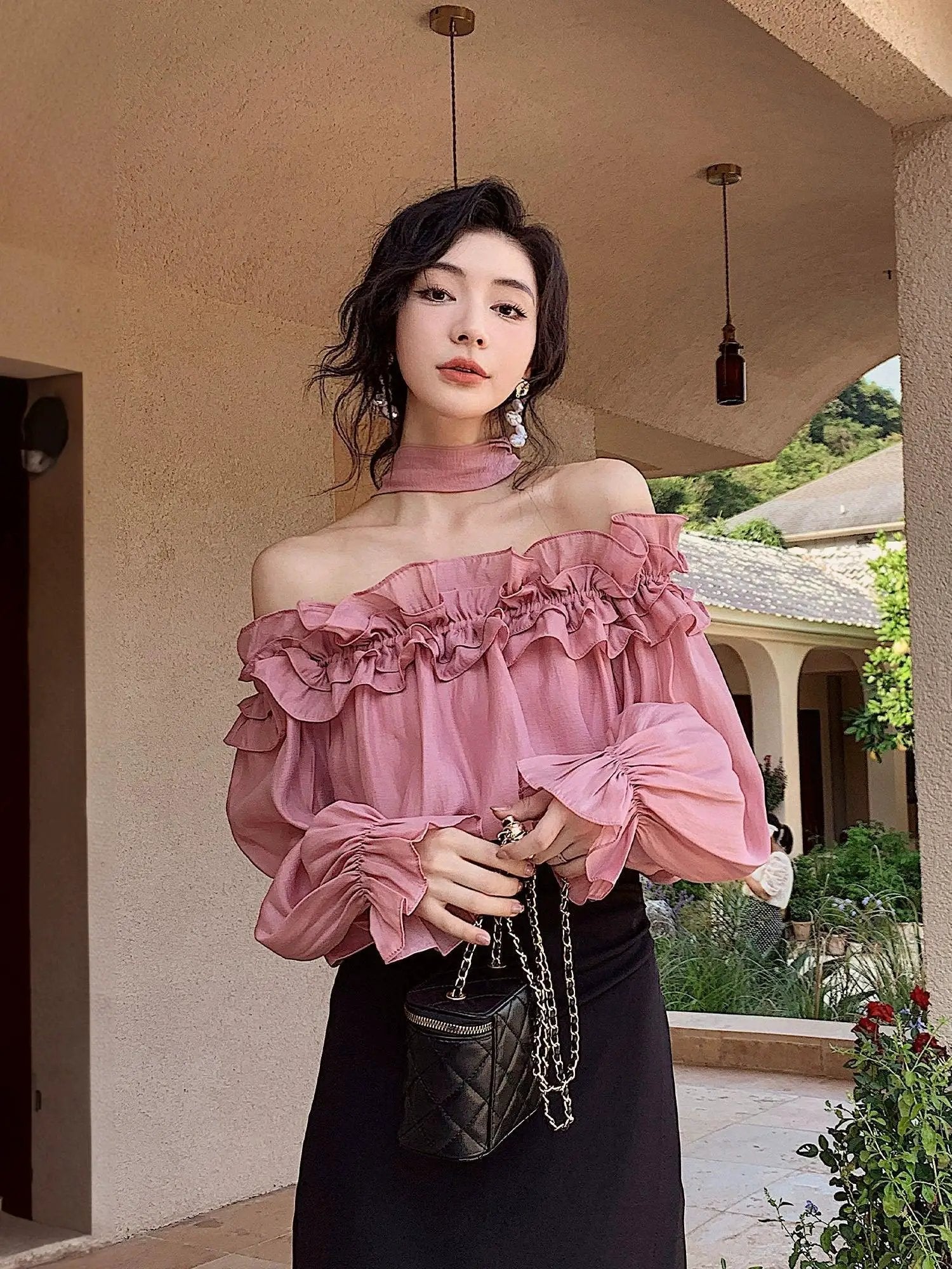 Spicy Western Off Shoulder Shirt For Autumn Fashion Trend