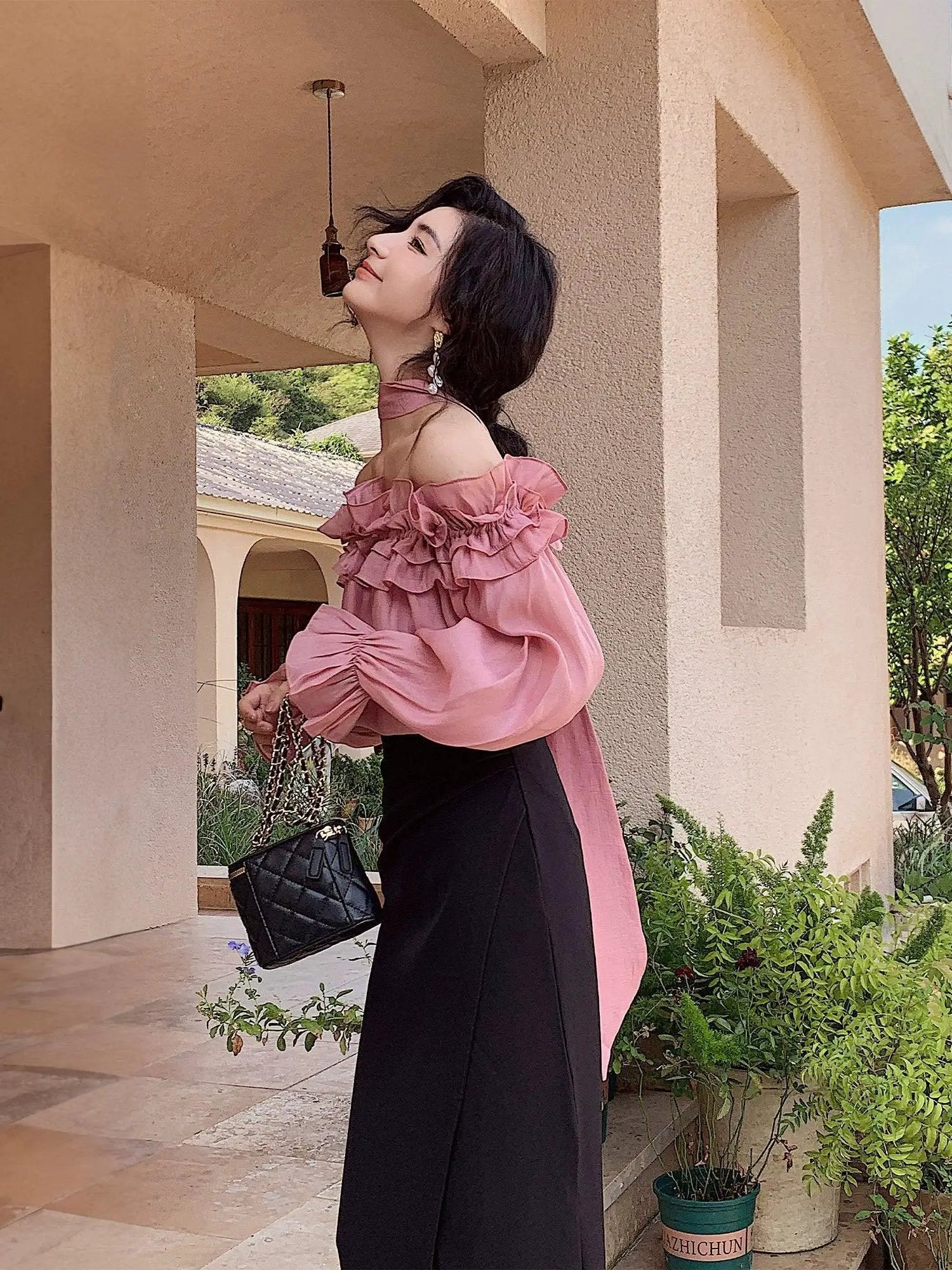 Spicy Western Off Shoulder Shirt For Autumn Fashion Trend