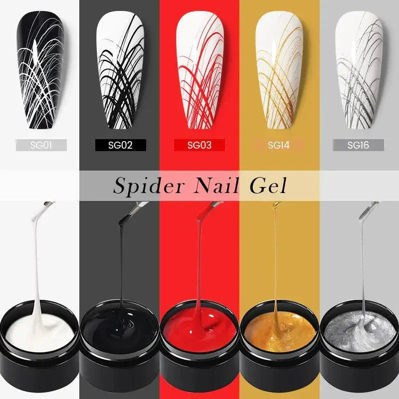 Spider Web Wire Drawing Gel Nail Polish Set Vibrant Art