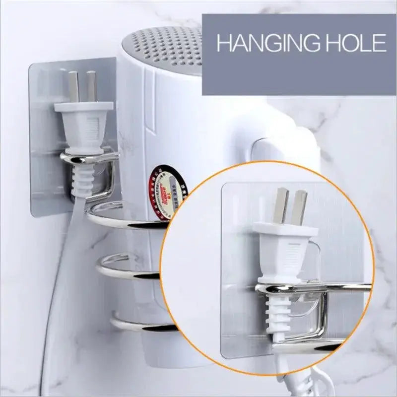 Spiral Hair Dryer Holder Wall Mounted Bathroom Organizer