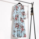Spring Bohemian Maxi Dress Floral Beach Party O-Neck