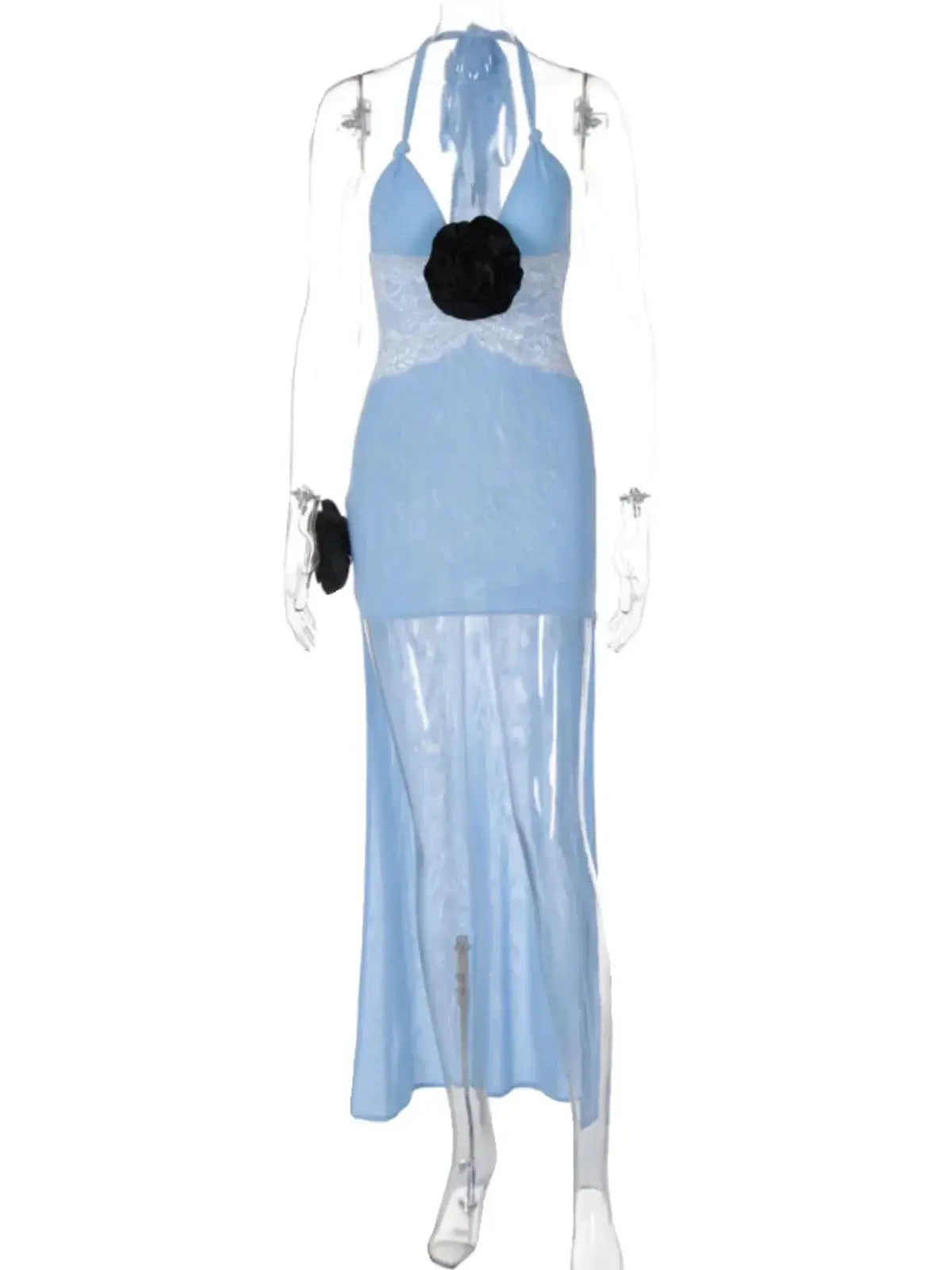 Spring Lace Halterneck Dress Elegant And Sophisticated
