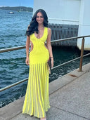 Elegant Hollow Maxi Dress for Spring