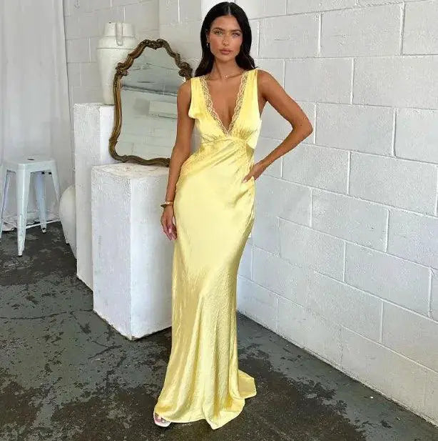 Spring Women Hollow Out Maxi Dress Chic And Elegant