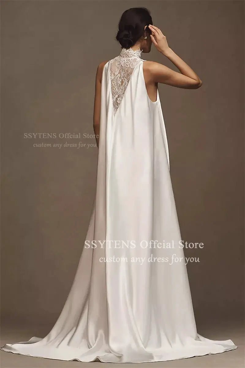 SSYTENS Customized Soft Lace Mermaid Wedding Dress High Neck Sleeveless