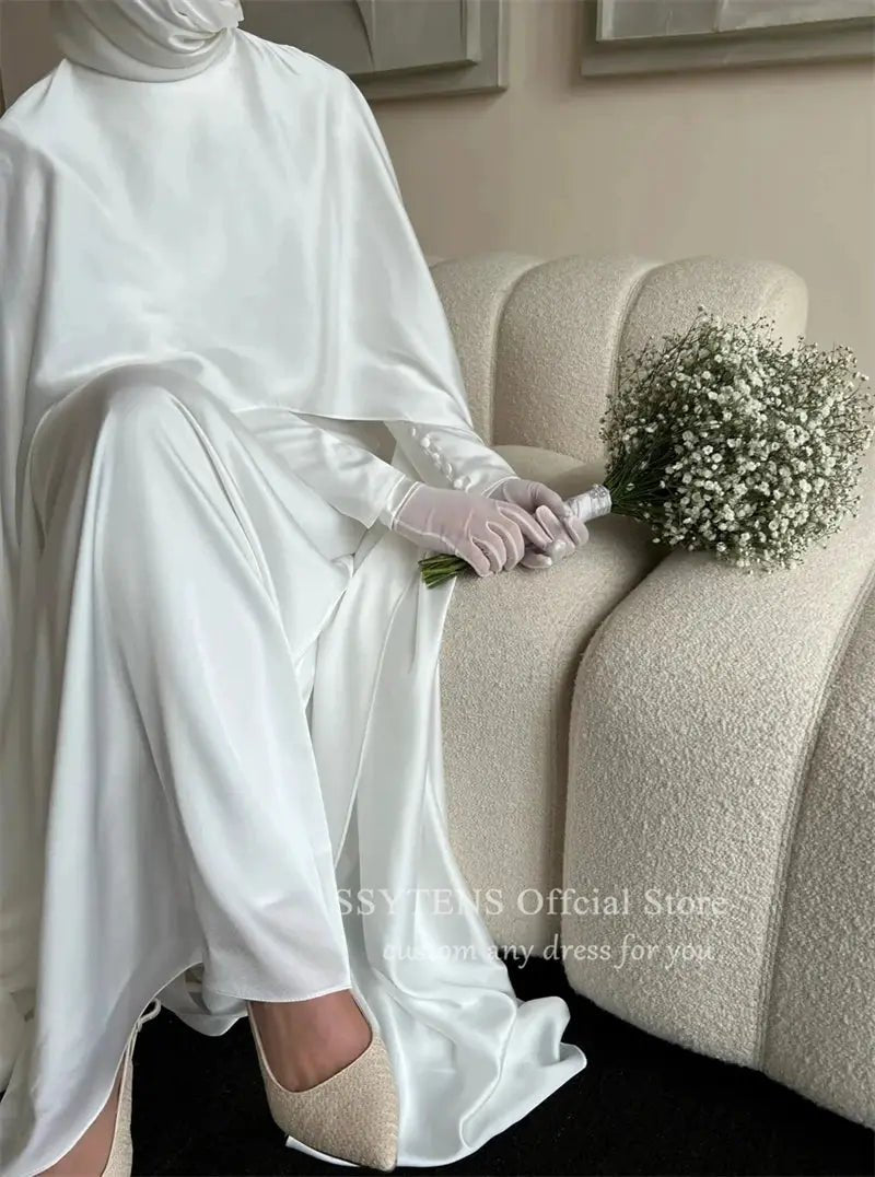 SSYTENS Modest Muslim Wedding Dress Veiled Nikkah Gown Chic 2026