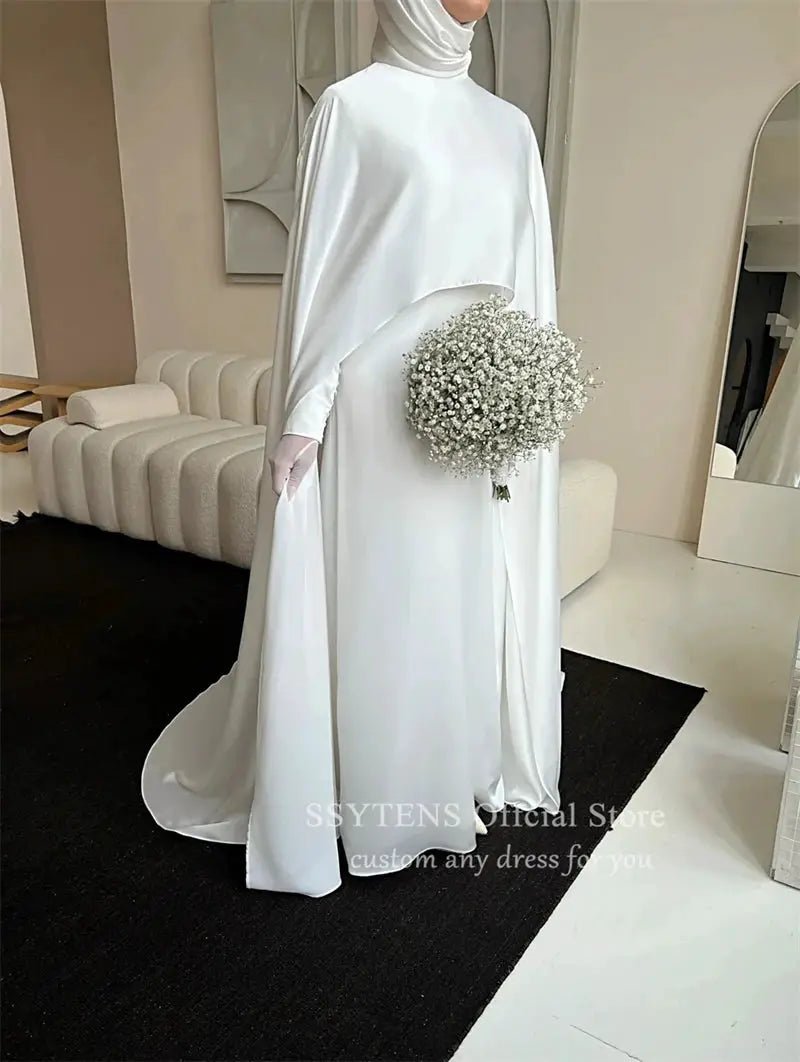 SSYTENS Modest Muslim Wedding Dress Veiled Nikkah Gown Chic 2026