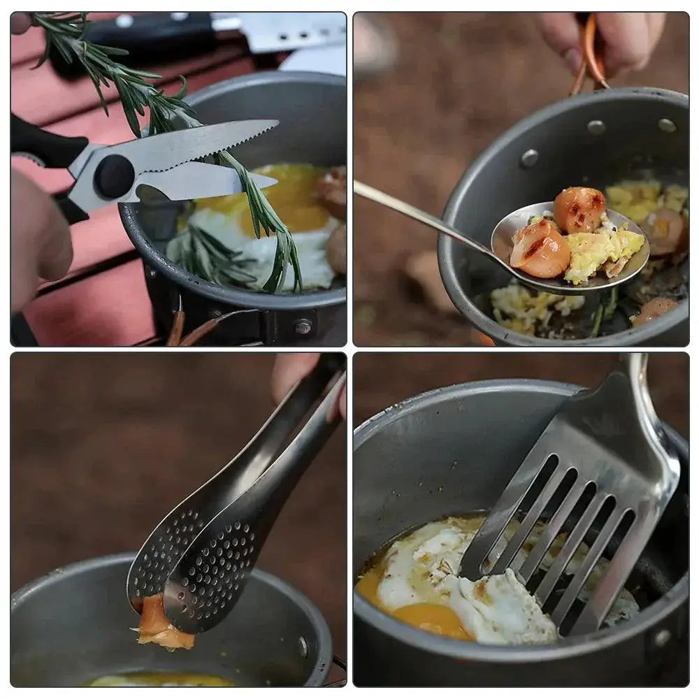 Stainless Steel 9 - Piece Portable Camping Utensil Set