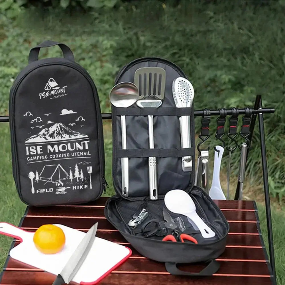 Stainless Steel 9 - Piece Portable Camping Utensil Set