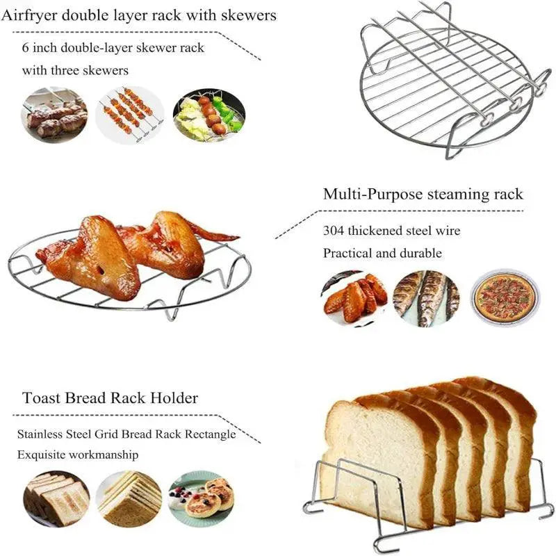 Stainless Steel Air Fryer Rack For Bbq Bread Grilling