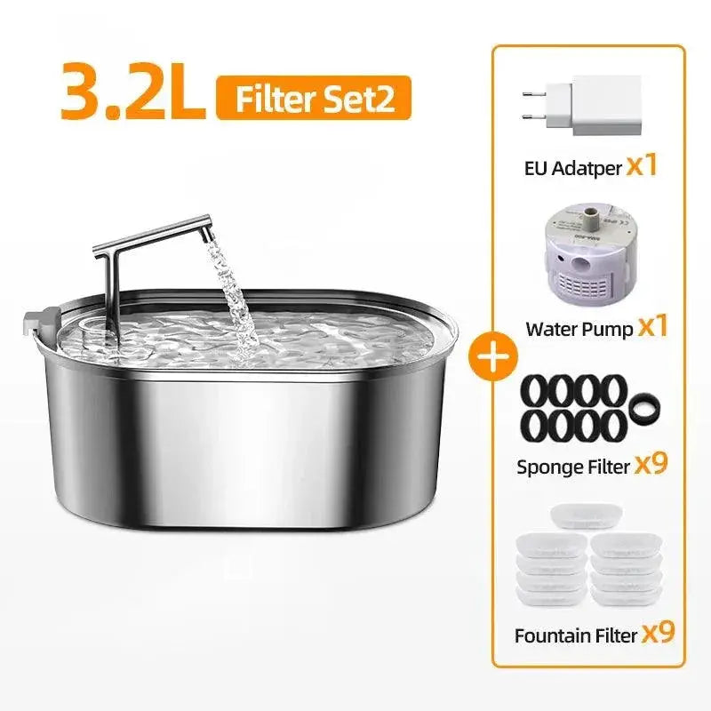 Stainless Steel Automatic Water Fountain For Cats And Dogs