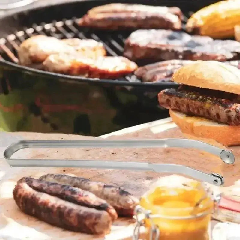 Stainless Steel Barbecue Sausage Turning Tongs Long Handle