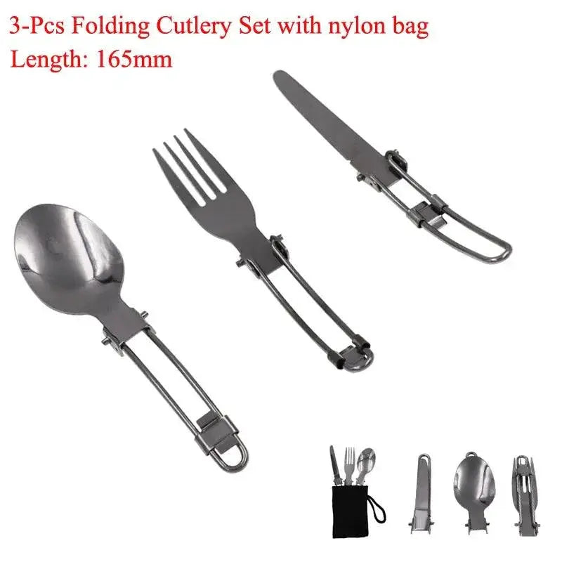 Stainless Steel Camping Utensil Set Folding Cutlery