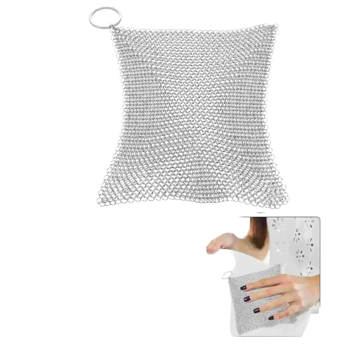 Stainless Steel Cast Iron Cleaner and Scrubber for Cookware — product view 1