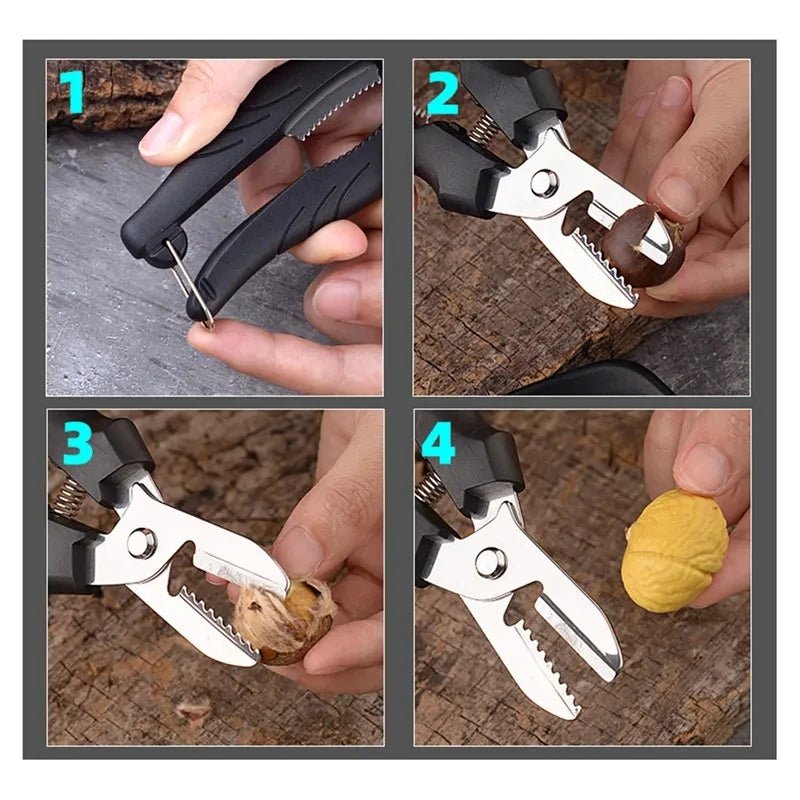 Stainless Steel Chestnut Scissors Peeler Nut Cracker Kitchen Tool All In One Kit