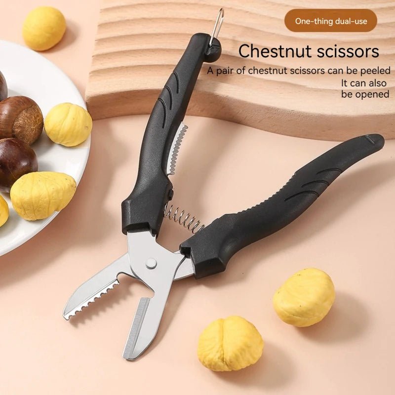 Stainless Steel Chestnut Scissors Peeler Nut Cracker Kitchen Tool All In One Kit