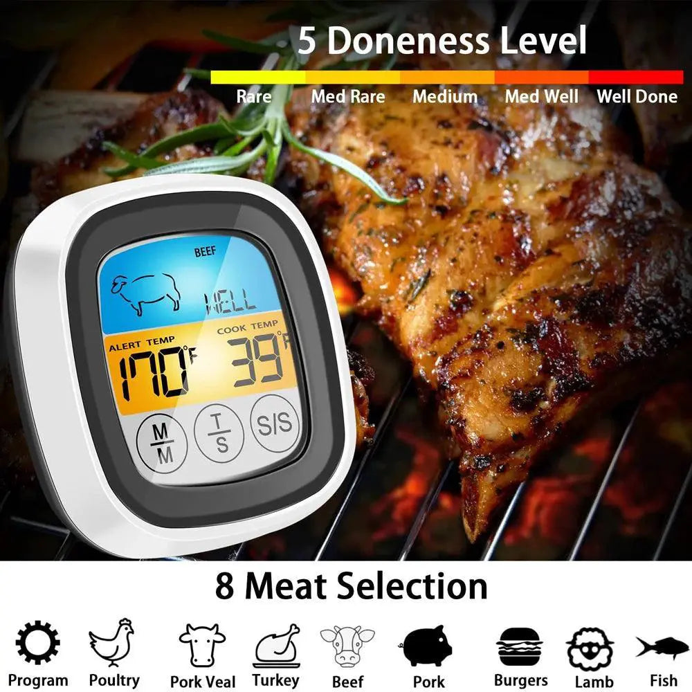 Stainless Steel Digital Meat Thermometer With Probe For BBQ