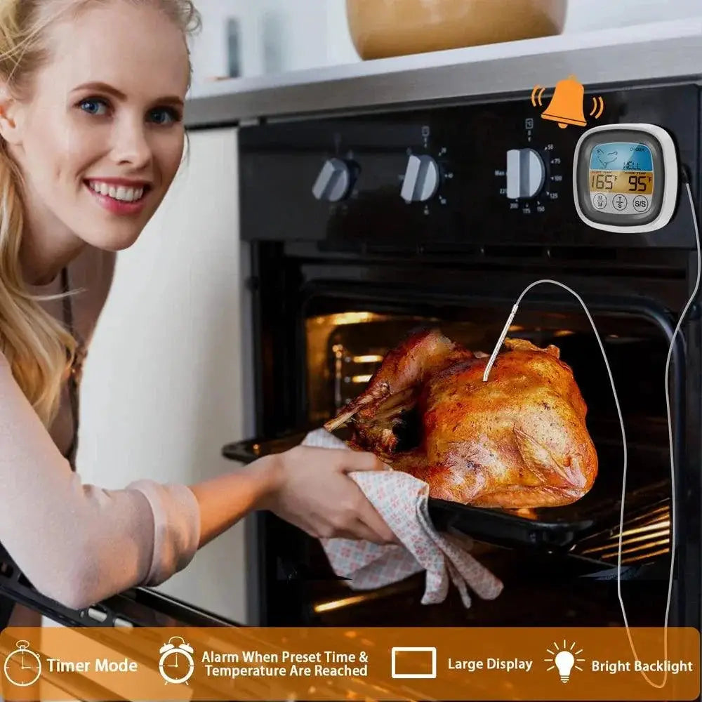 Stainless Steel Digital Meat Thermometer With Probe For BBQ