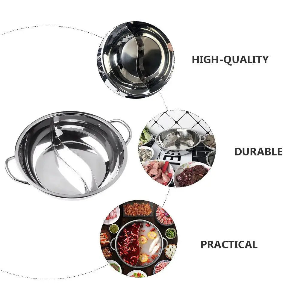 Stainless Steel Divided Hot Pot Cooker for Induction Stoves
