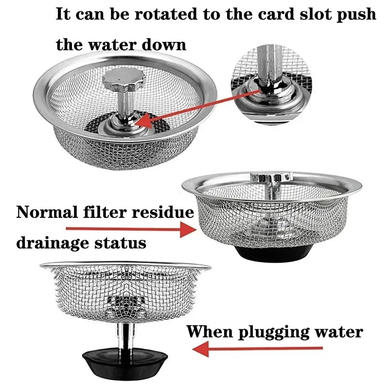 Stainless Steel Kitchen And Bathroom Sink Filter Strainer Hair Drain Basket Mesh