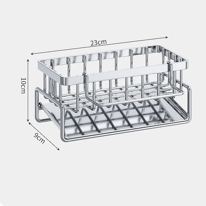 Stainless Steel Kitchen Drain Rack With Sponge Holder And Towels Shelf Organizer