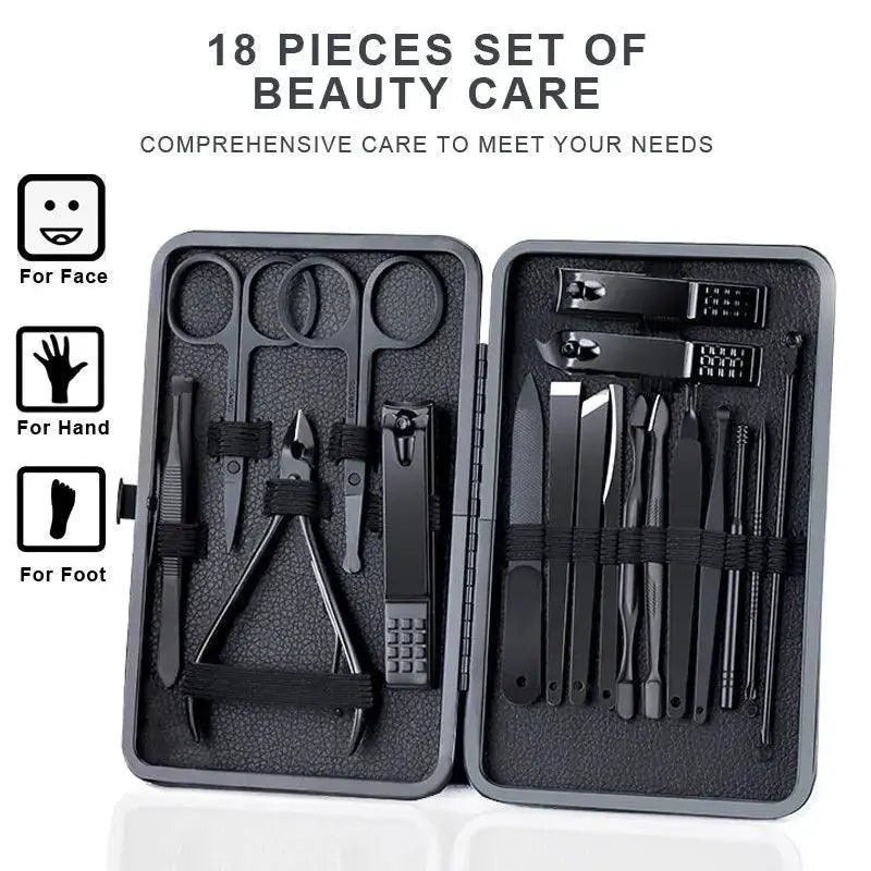Stainless Steel Manicure And Pedicure Kit 18 Piece Set