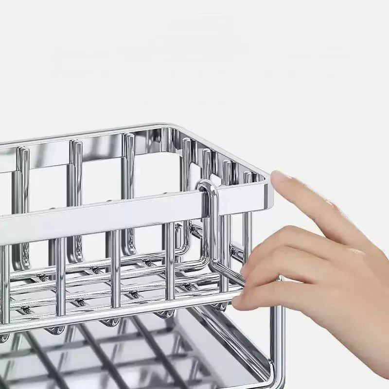 Stainless Steel Multifunctional Sink Organizer With Sponge And Towel Rack