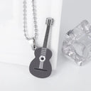 Stainless Steel Music Guitar Pendant Necklace for Men Ladies