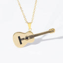 Stainless Steel Music Guitar Pendant Necklace for Men Ladies