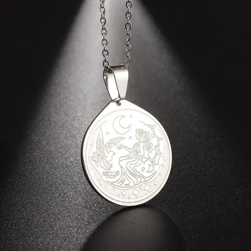 Stainless Steel Music Guitar Pendant Necklace Men Women