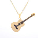 Stainless Steel Music Guitar Pendant Necklace for Men Ladies