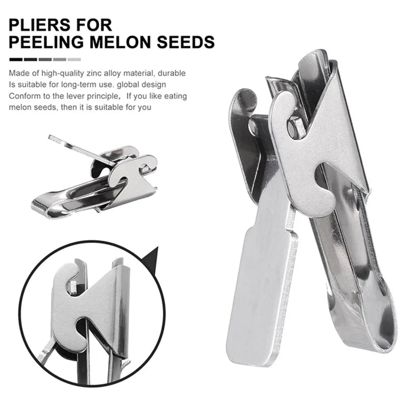 Stainless Steel Nutcracker Seed Peeler Dual Heads Kitchen Tool For Melon Peanuts
