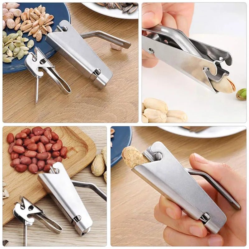 Stainless Steel Nutcracker Seed Peeler Dual Heads Kitchen Tool For Melon Peanuts