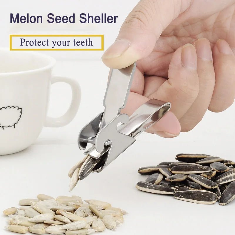 Stainless Steel Nutcracker Seed Peeler Dual Heads Kitchen Tool For Melon Peanuts