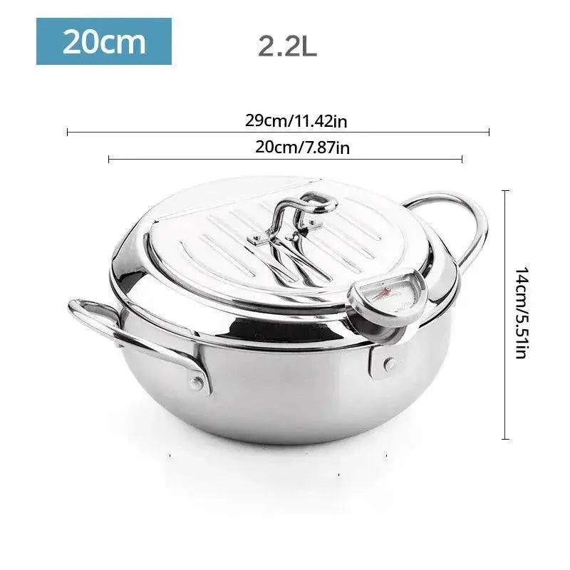 Stainless Steel Oil Fryer With Thermometer And Cover