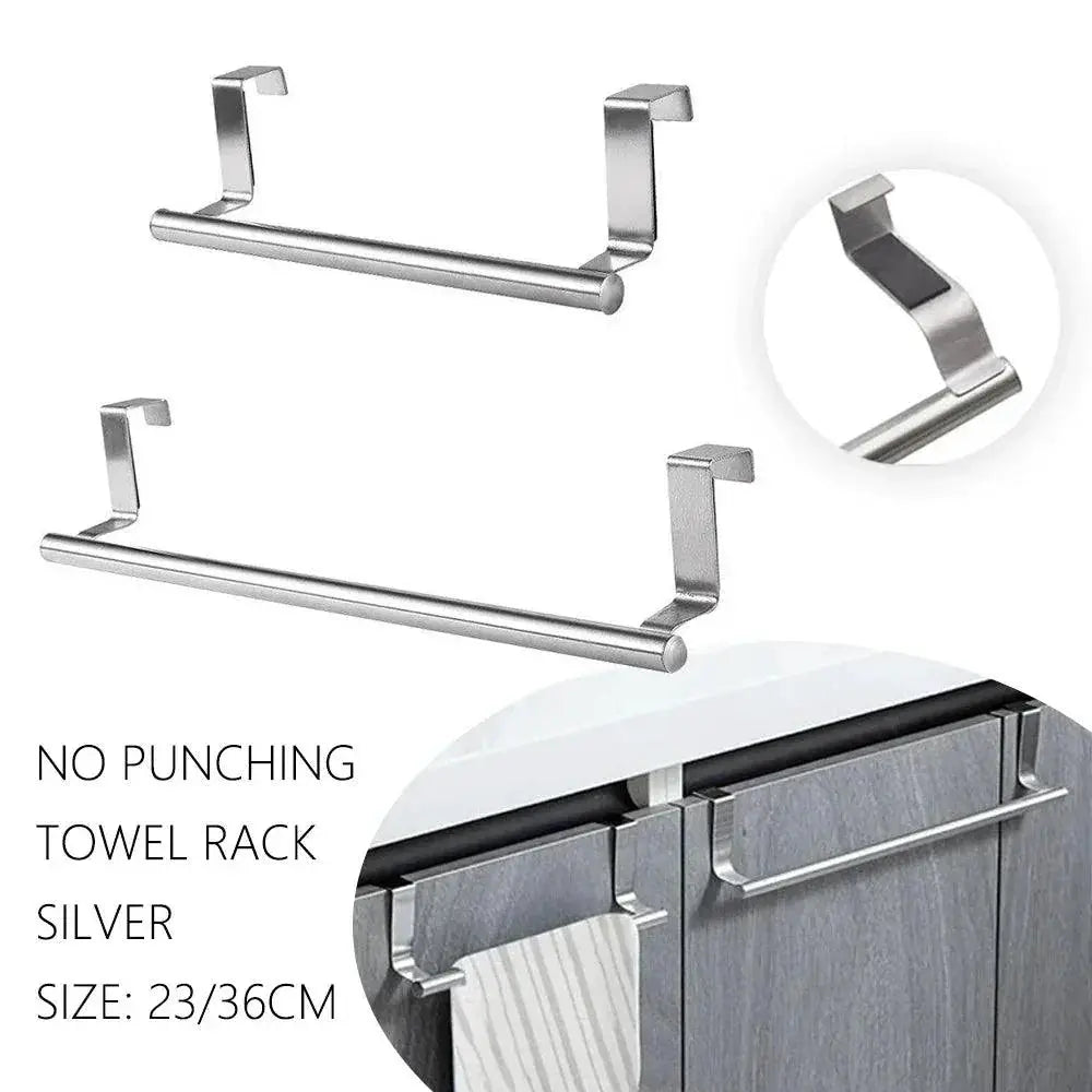 Stainless Steel Over Door Towel Bar Space Saving Organizer
