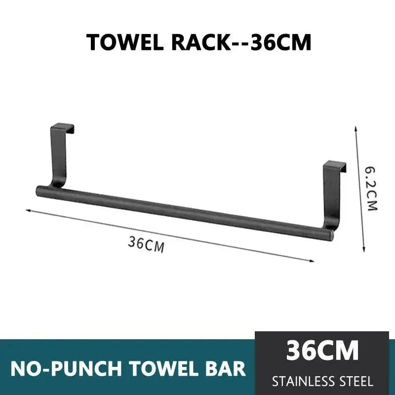 Stainless Steel Over Door Towel Bar Space Saving Organizer