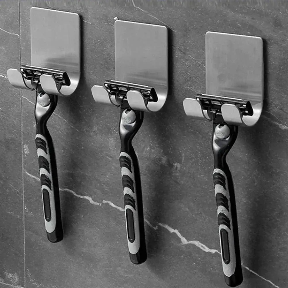 Stainless Steel Razor Holder Wall Organizer With Hooks