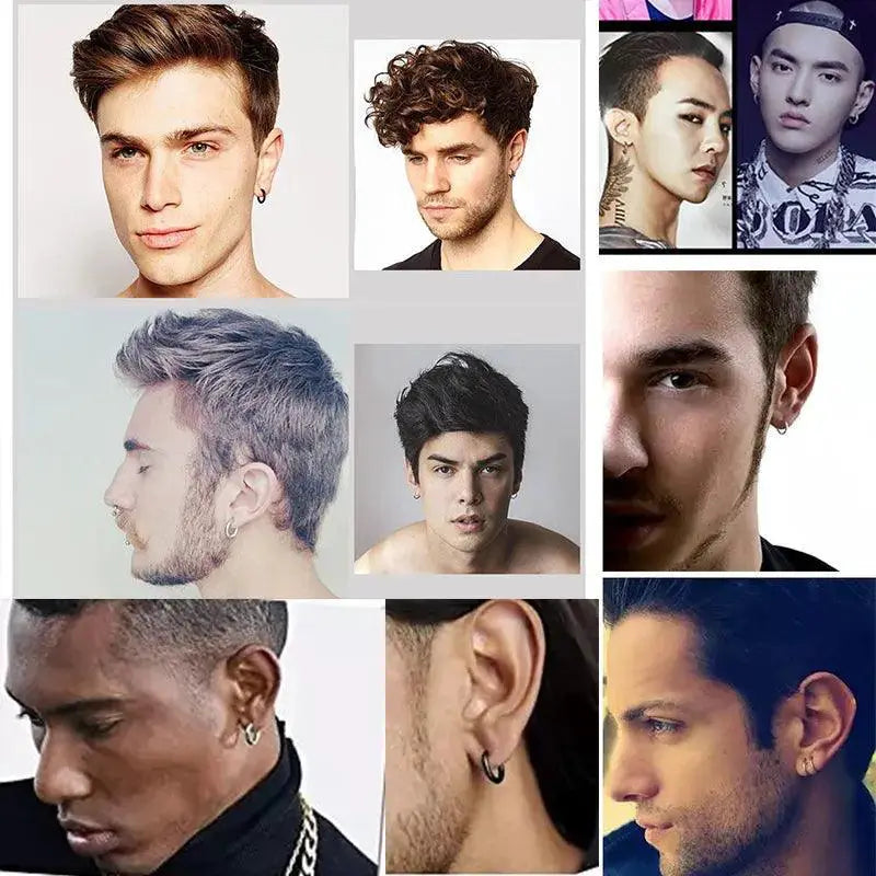 Stainless Steel Round Circle Hoop Earrings Set for Men Women