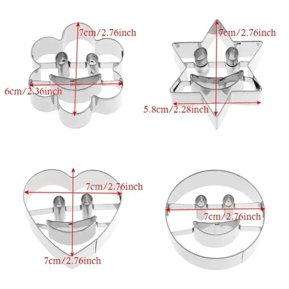 Stainless Steel Smile Face Cookie Cutter Set 4 Pieces Molds